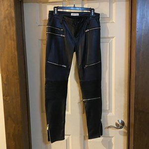 Zara Black Leather Pants with Zippers